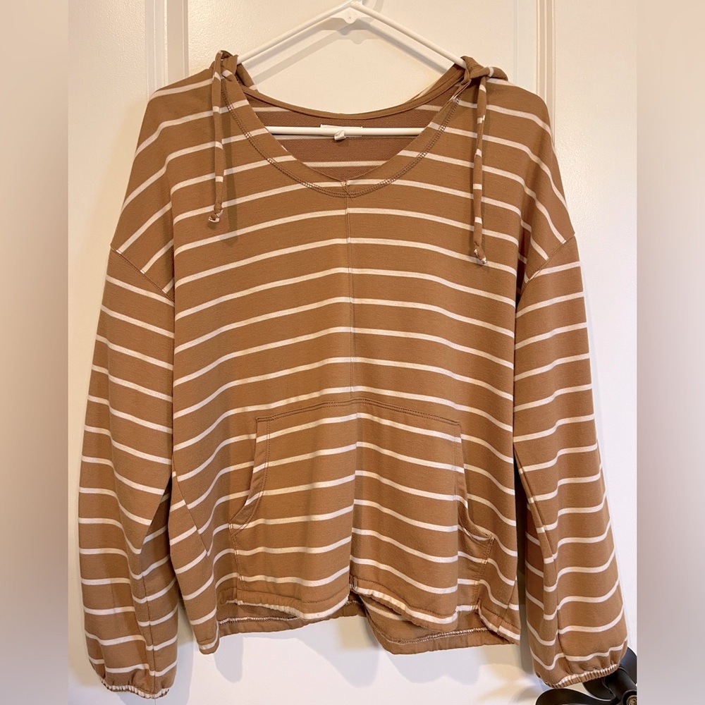 Maurices XS Striped Mustard Lightweight Hoodie